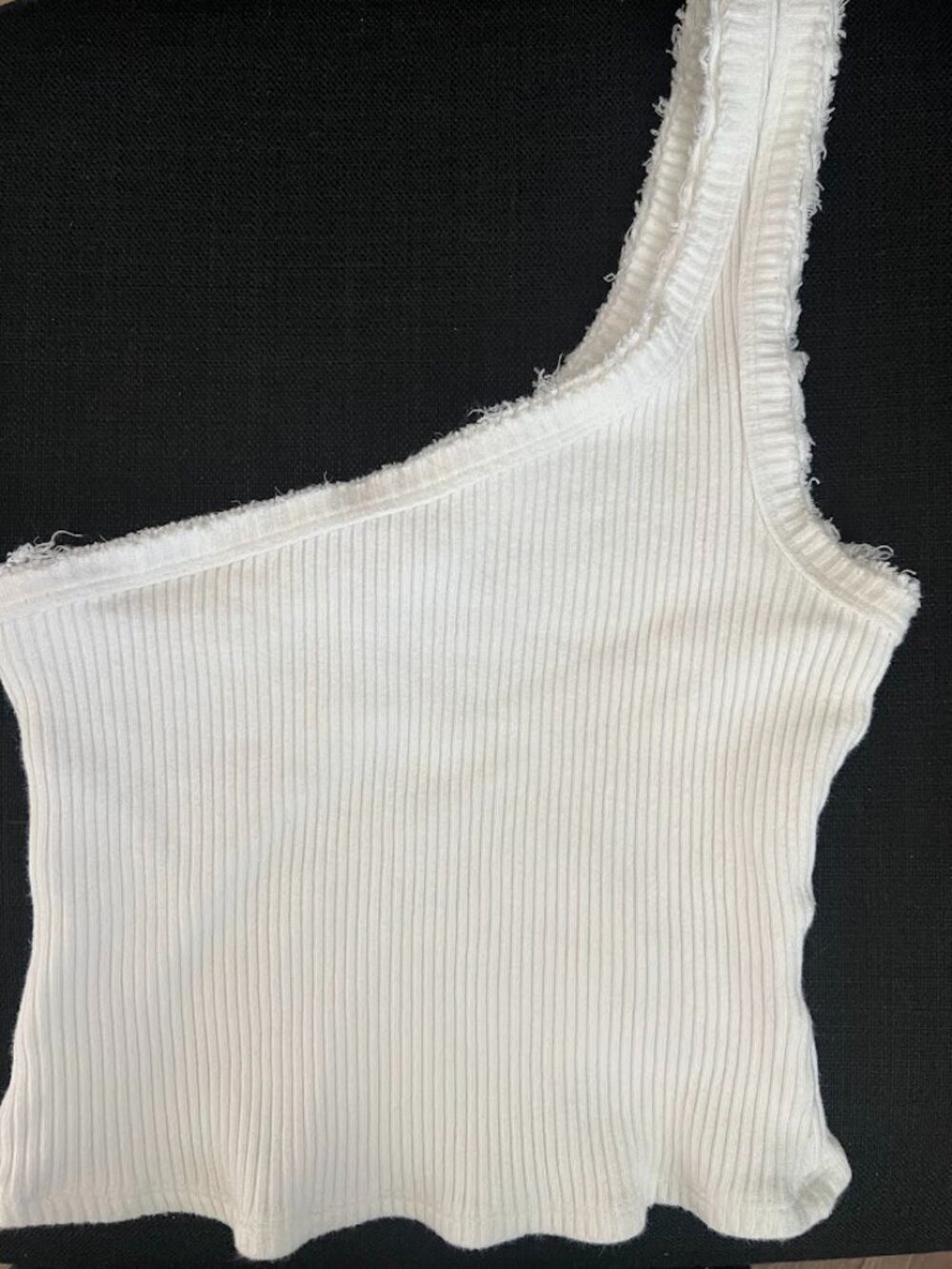 Urban Outfitters White One Shoulder Ribbed Knit Crop Cami Tank Top Size Small